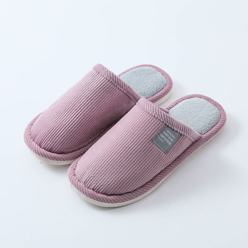 Cotton slippers female warm cute plush couple home