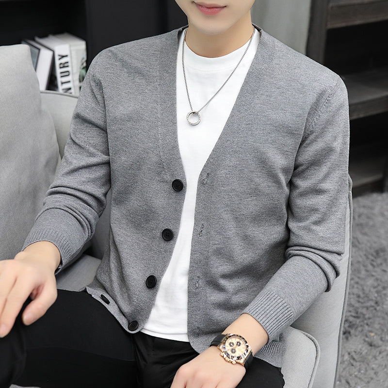 Men's Knitted Cardigan V-neck Sweater Coat