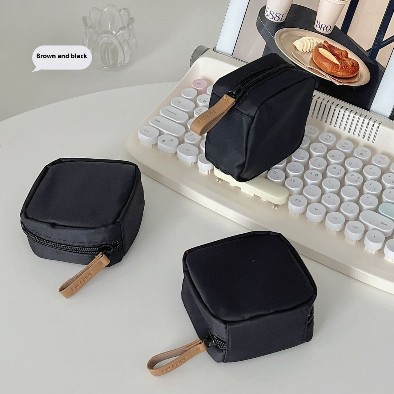 Mini Lipstick Minority Simple Japanese Solid Color Nylon Storage Bag