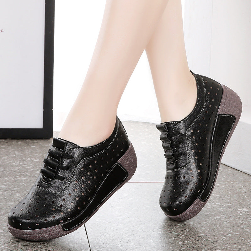 Women's All-matching Hollow Shallow Mouth Leather Shoes