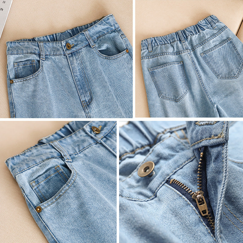 High waist straight loose trousers