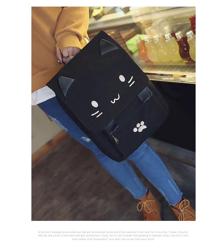Cute cartoon cat middle school student backpack