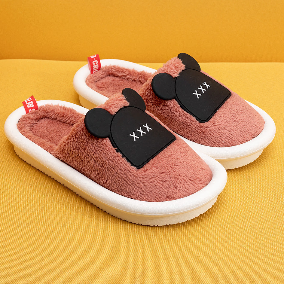 Cartoon couple warm Baotou cotton tow male autumn