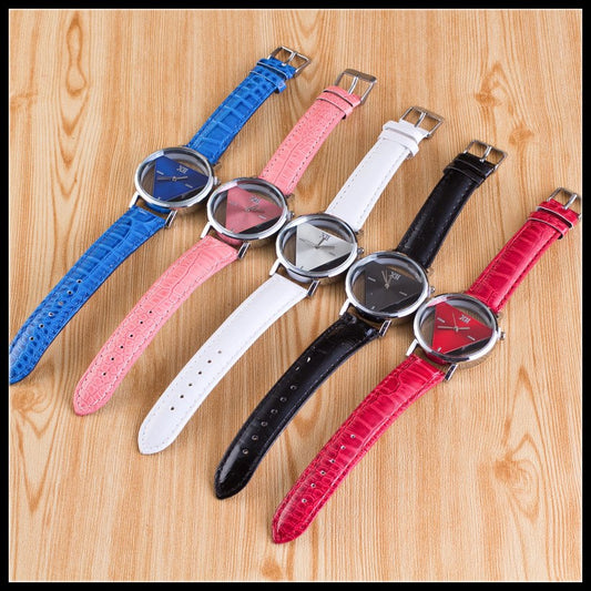 Triangle watch personality stylish double-sided hollow quartz watch