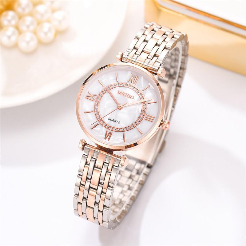 Ladies Diamond Steel Band Simple Quartz Watch