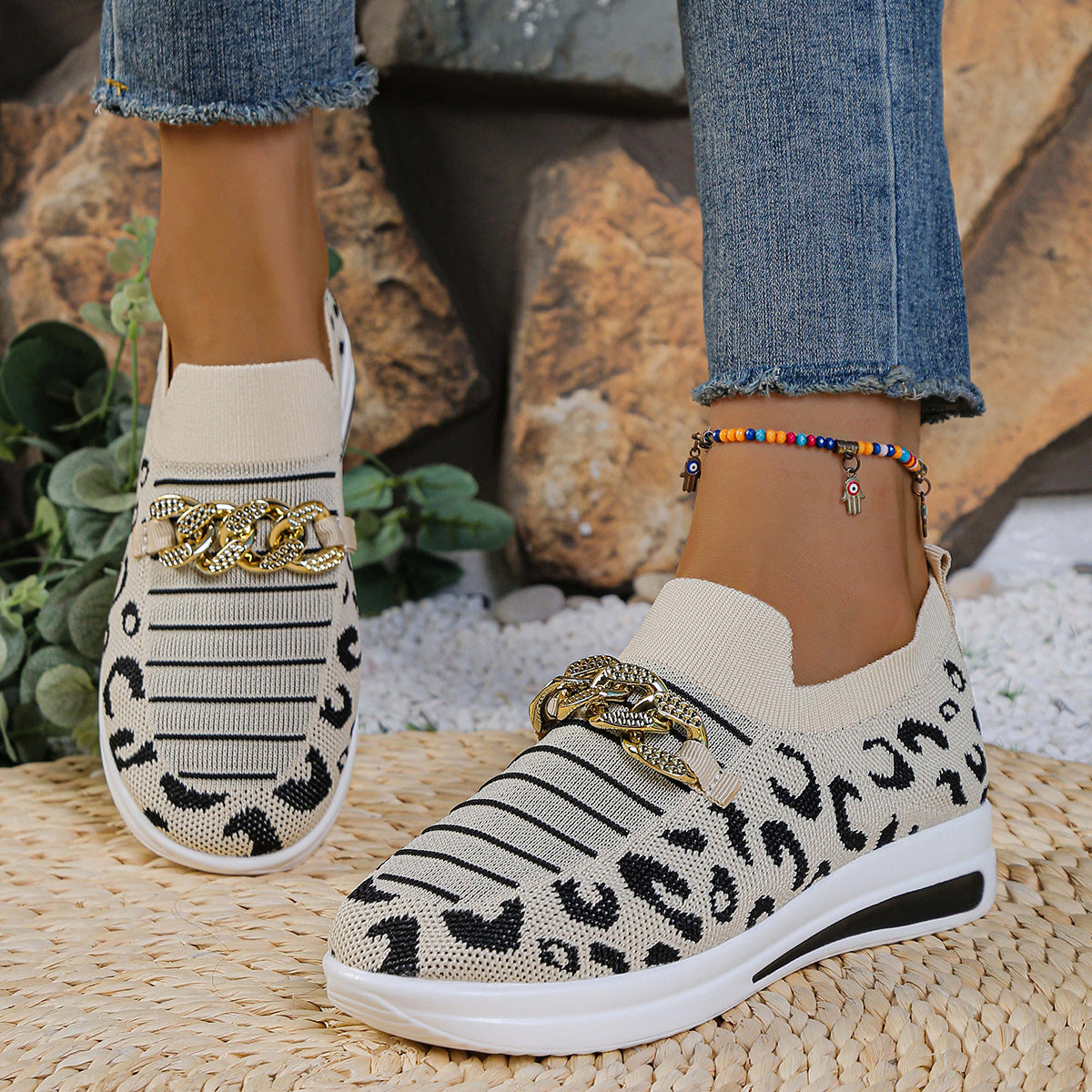 Flade slip-on-loafers, store, afslappede sneakers, åndbare