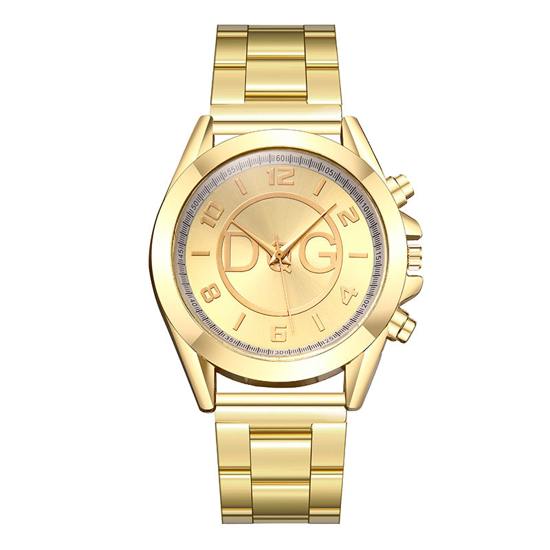 DQG Alloy Steel Band Watch Unisex Casual Quartz Watch