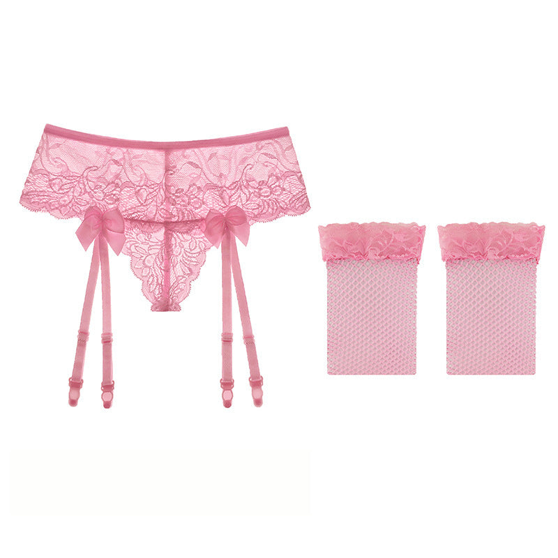 Lace perspective long garter socks