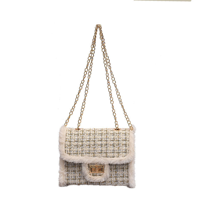 Small Square Woolen Crossbody Bag