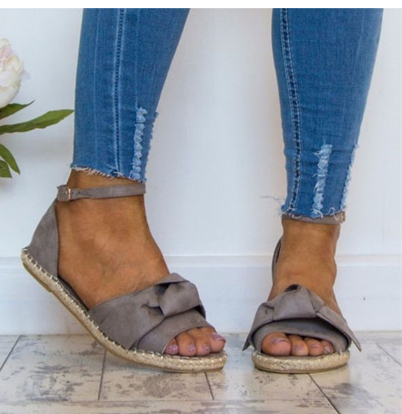 Bow flower hemp rope shoes