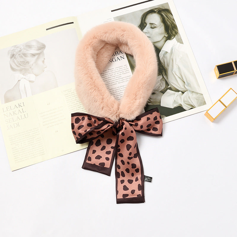 Faux Rex Rabbit Fur Ribbon Fur Collar Bowknot Bib