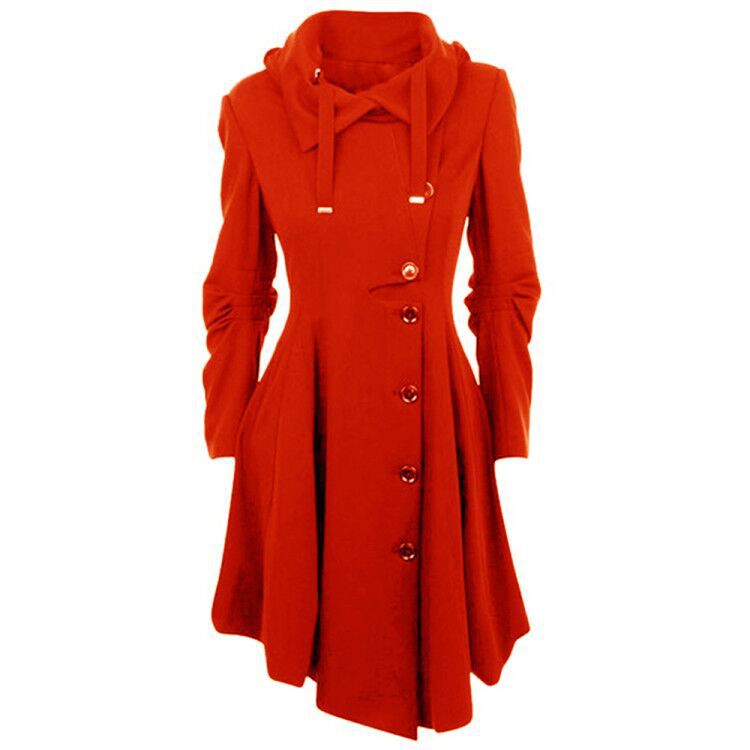 New European And American Irregular Hem Double-Sided Woolen Coat