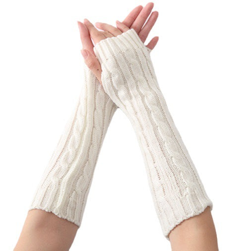 New Hemp Pattern Knitted Wool Fashion Half Finger Gloves