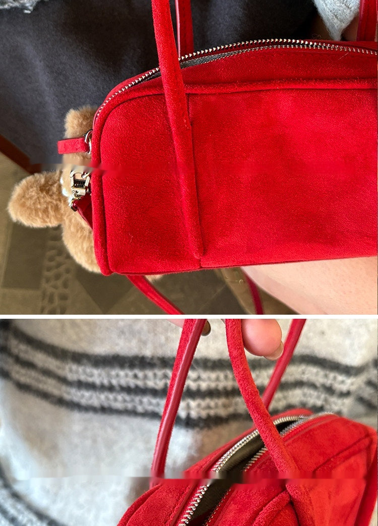 Ruskind og lammeskind Mini Square Bag