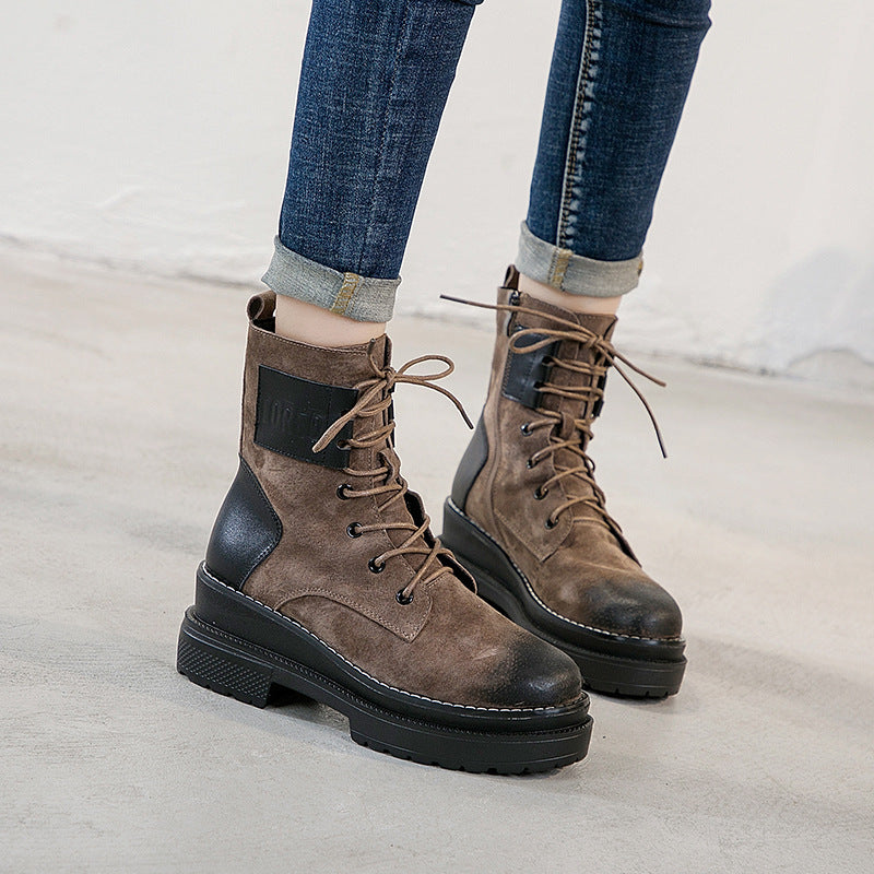 Martin boots female British style Korean style wild thick heel