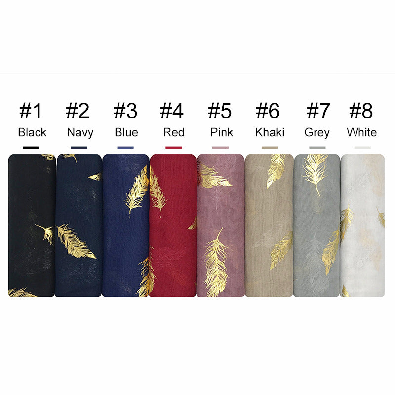 Gold Leaf Print Women's Versatile Scarf Turban Shawl