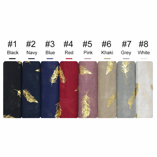 Gold Leaf Print Women's Versatile Scarf Turban Shawl
