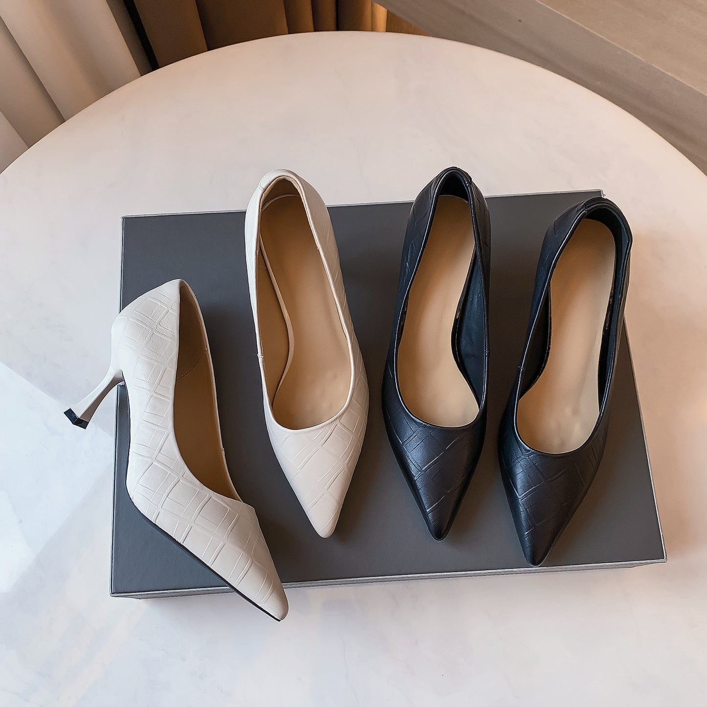 Pointed High Heels Women's Head Layer Sheepskin