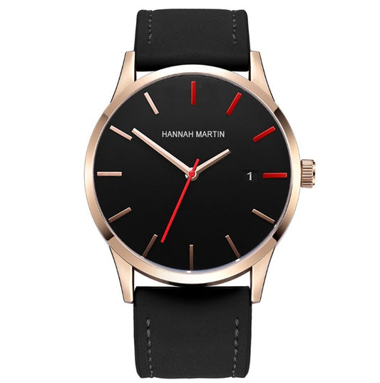 Amazon wish cross-border authorized men's watch IP plating large dial matte belt calendar new wrist watch