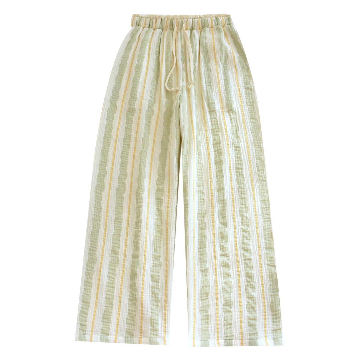 Womens Summer Washed Double-Layer Crepe Gauze Wide-Leg Pants