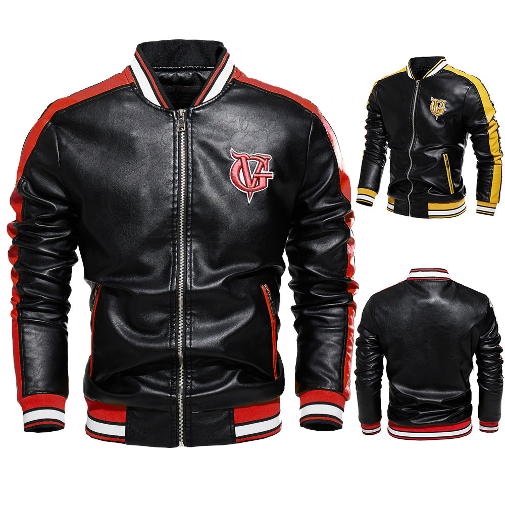 Men's pu coat British motorcycle leather jacket
