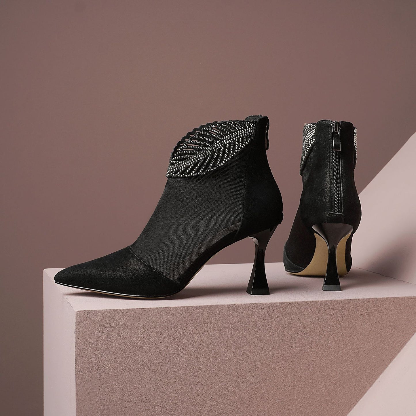 Pointed High Heel Back Zipper Single Shoes