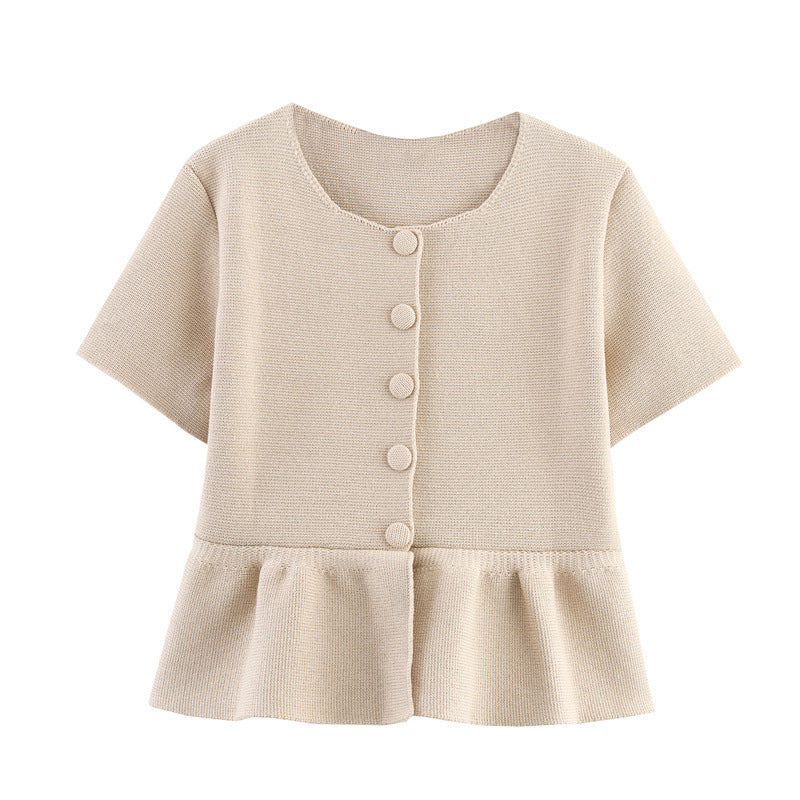 Fashionable Short Sleeve Skirt Style Knit Jacket