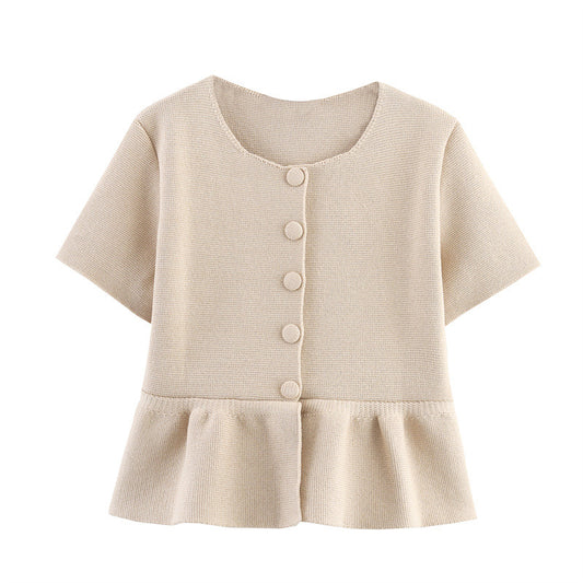Fashionable Short Sleeve Skirt Style Knit Jacket
