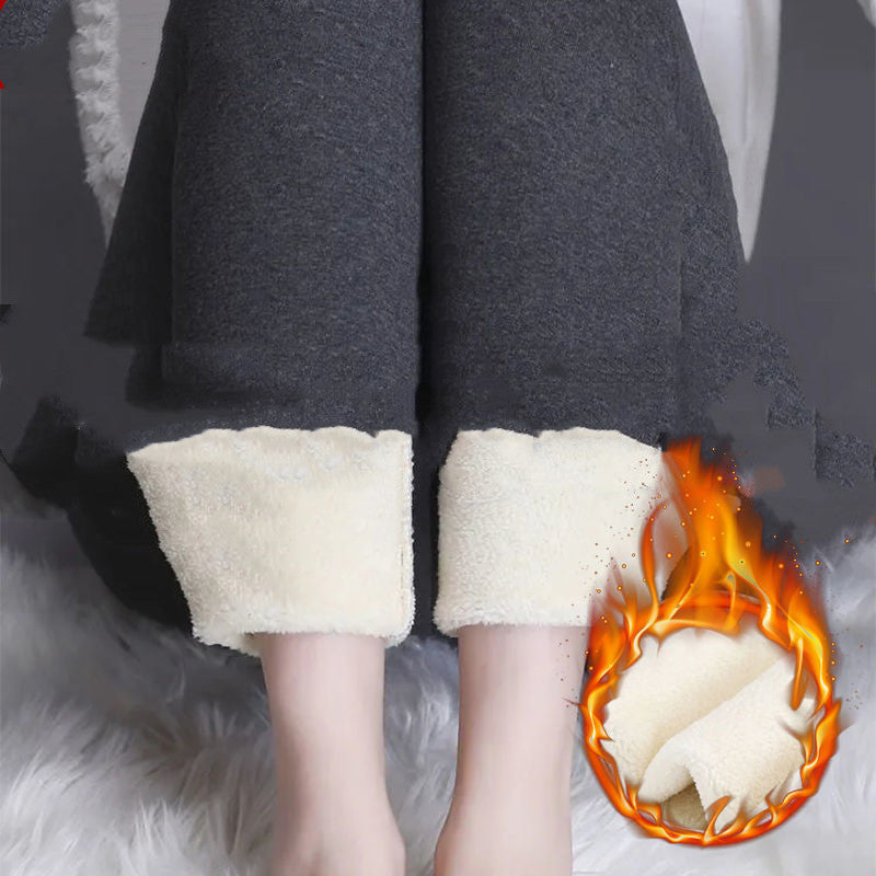 Women's plush thick lamb velvet foot pants