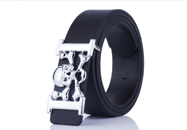 Student decorative skull smooth buckle belt