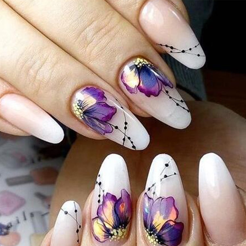 Nail Sticker Butterfly Flower Water Transfer Decal Sliders for Nail Art Decoration Tattoo Manicure Wraps Tools Tip JISTZ508  1pcs