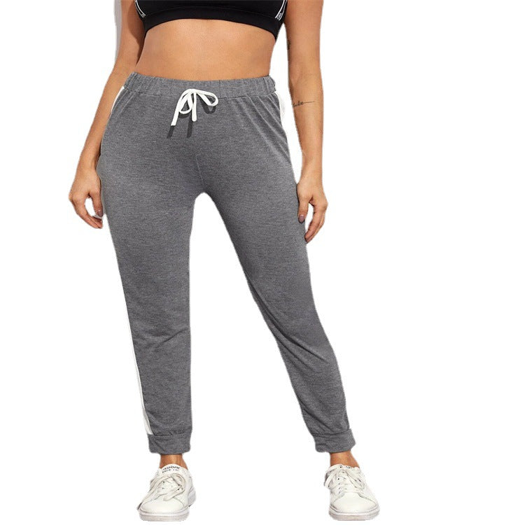 Fashion Explosion European And American Sexy Comfortable Featured Striped Patchwork Sweatpants
