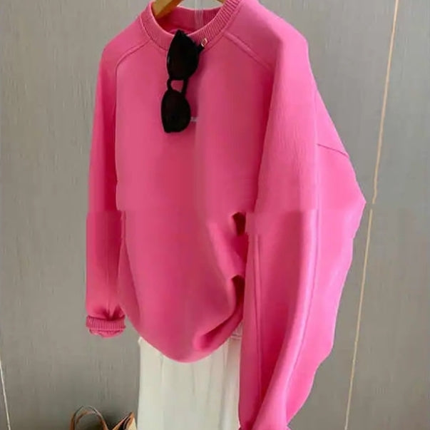 Rød Hætteløs Sweater Designfornemmelse Underdel Fløjlsforet Top