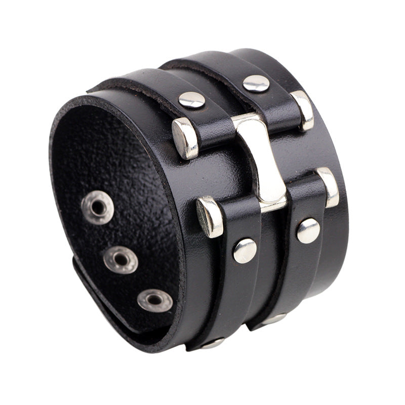 Retro fashion punk leather bracelet