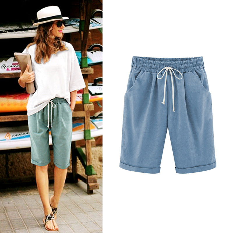 Women's five-point wide-leg pants