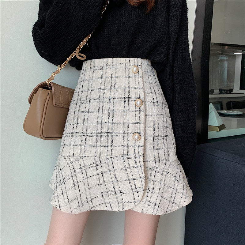 Thin a-line bag hip skirt ruffled fishtail skirt
