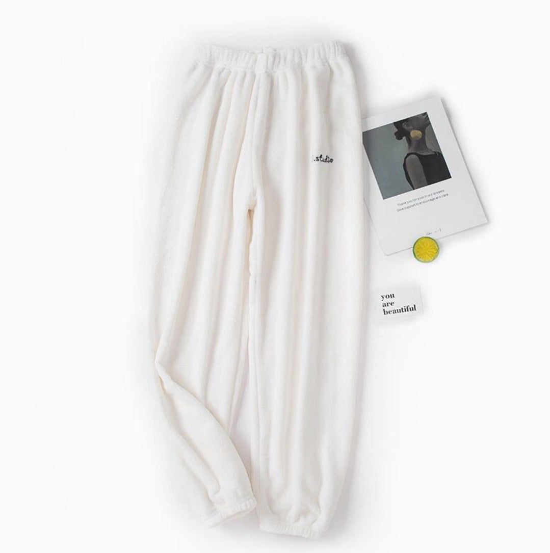 Korean Style Warm Coral Fleece Casual Loose Pajamas