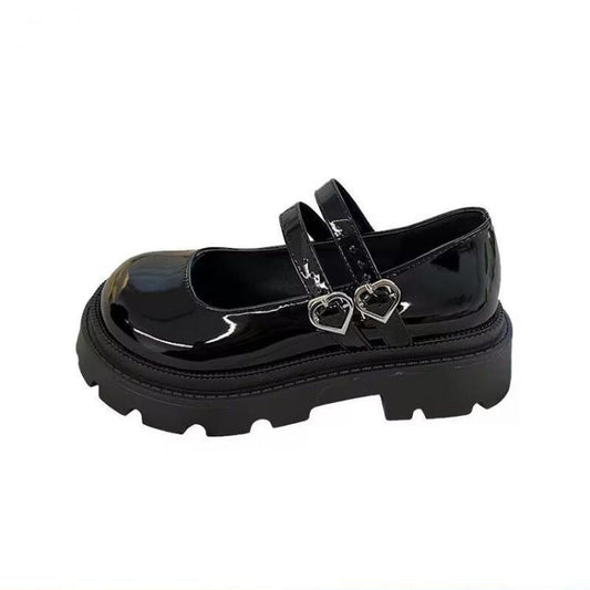 Women's Long-style Leather Shoes Thick Bottom Chunky Heel All-matching
