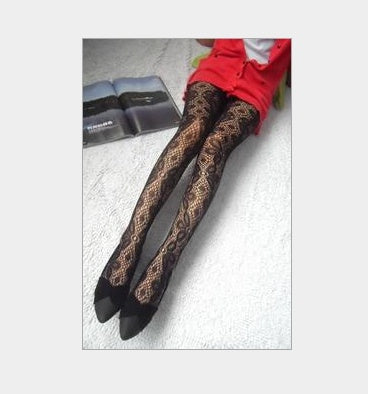 pantyhose New breathable hip body shaping hollow jacquard retro bottoming socks