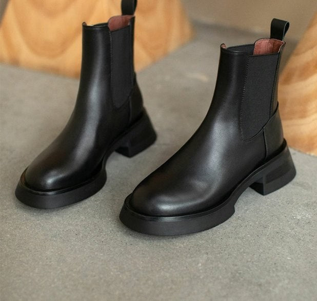 Thick Bottom Female Thick Heel Thin Boots Round Toe Hundred