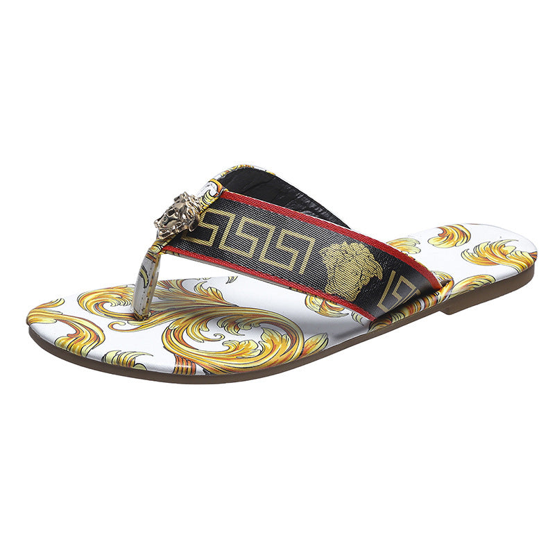 Women's Summer New Fashion Print Flip-flops Flat Slippers