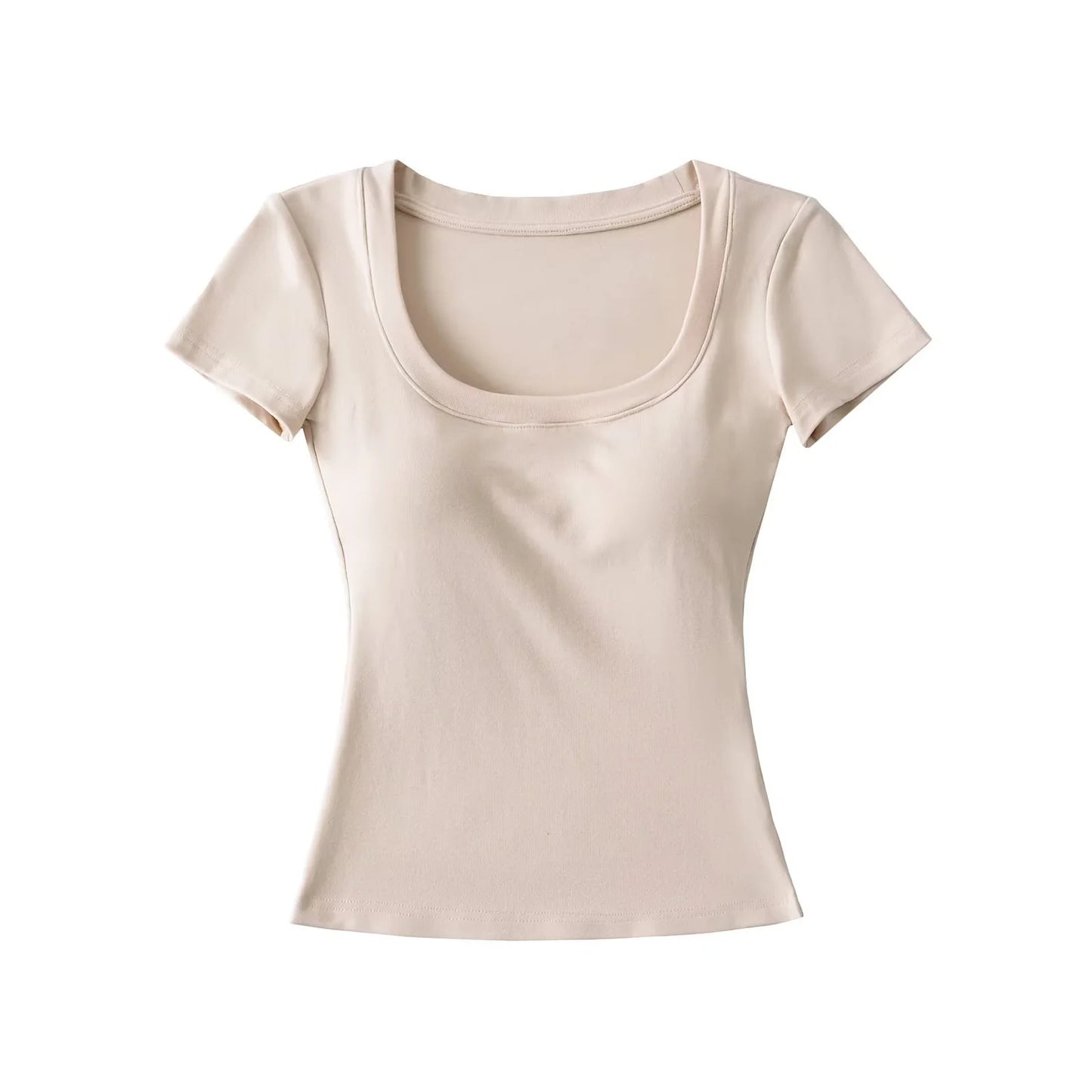 Shoulder T-shirt Summer Inner Vest Women's Short Sleeve Top With Chest Pad