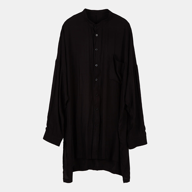 Loose dark men's silky shirt