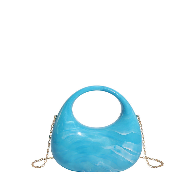 Womens Evening Handbag With A Moon-shaped Underarm Design  Acrylic Box Bag,