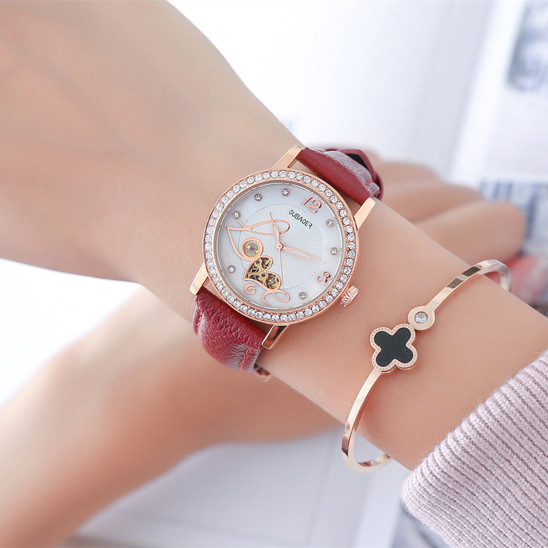 Mechanical hollow luminous belt waterproof watch