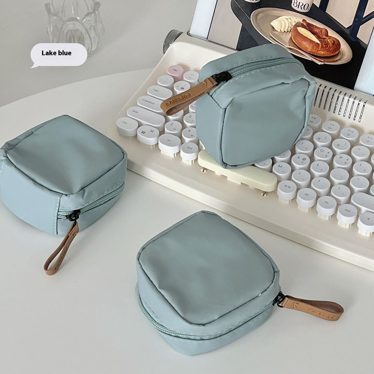 Mini Lipstick Minority Simple Japanese Solid Color Nylon Storage Bag