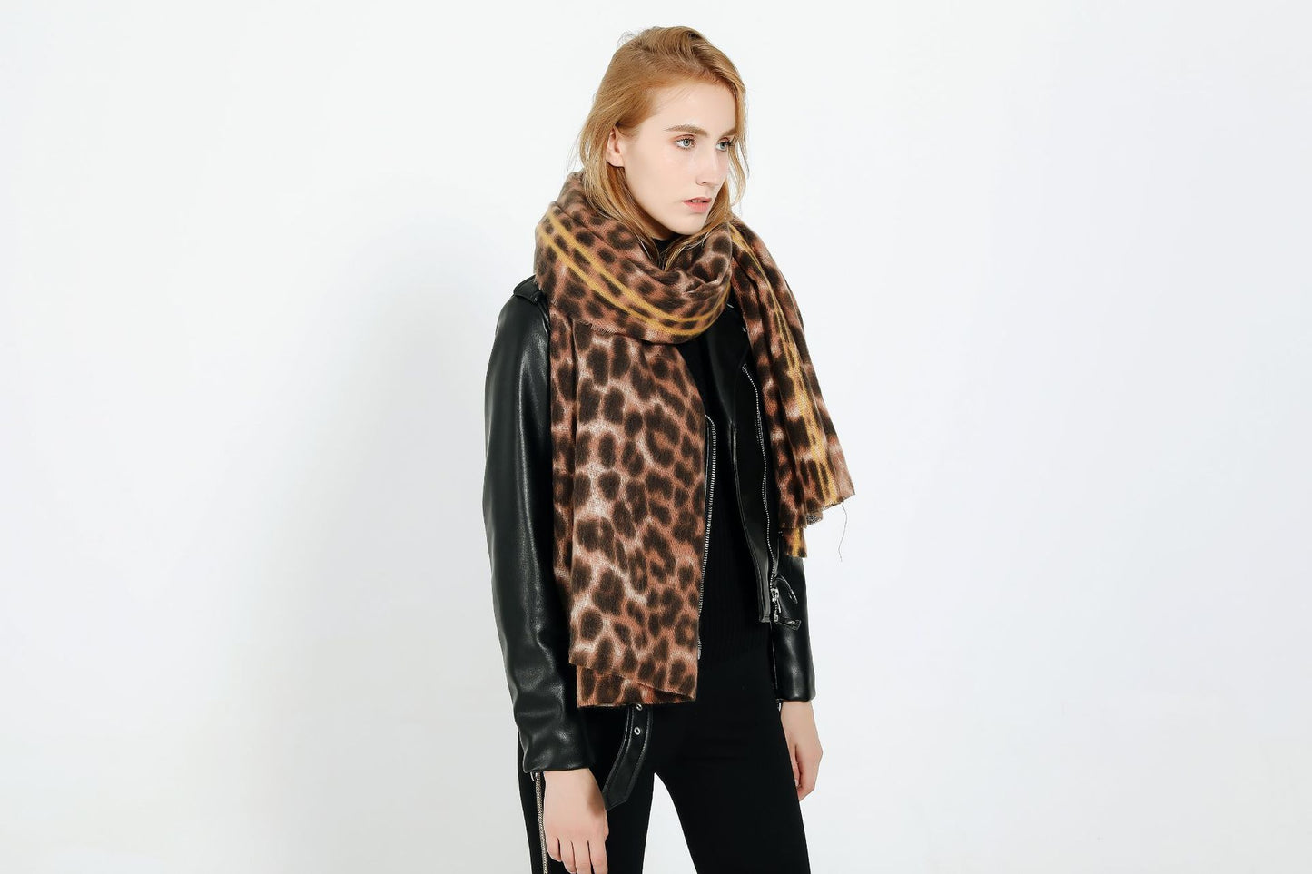Leopard-print cashmere women's scarf shawl