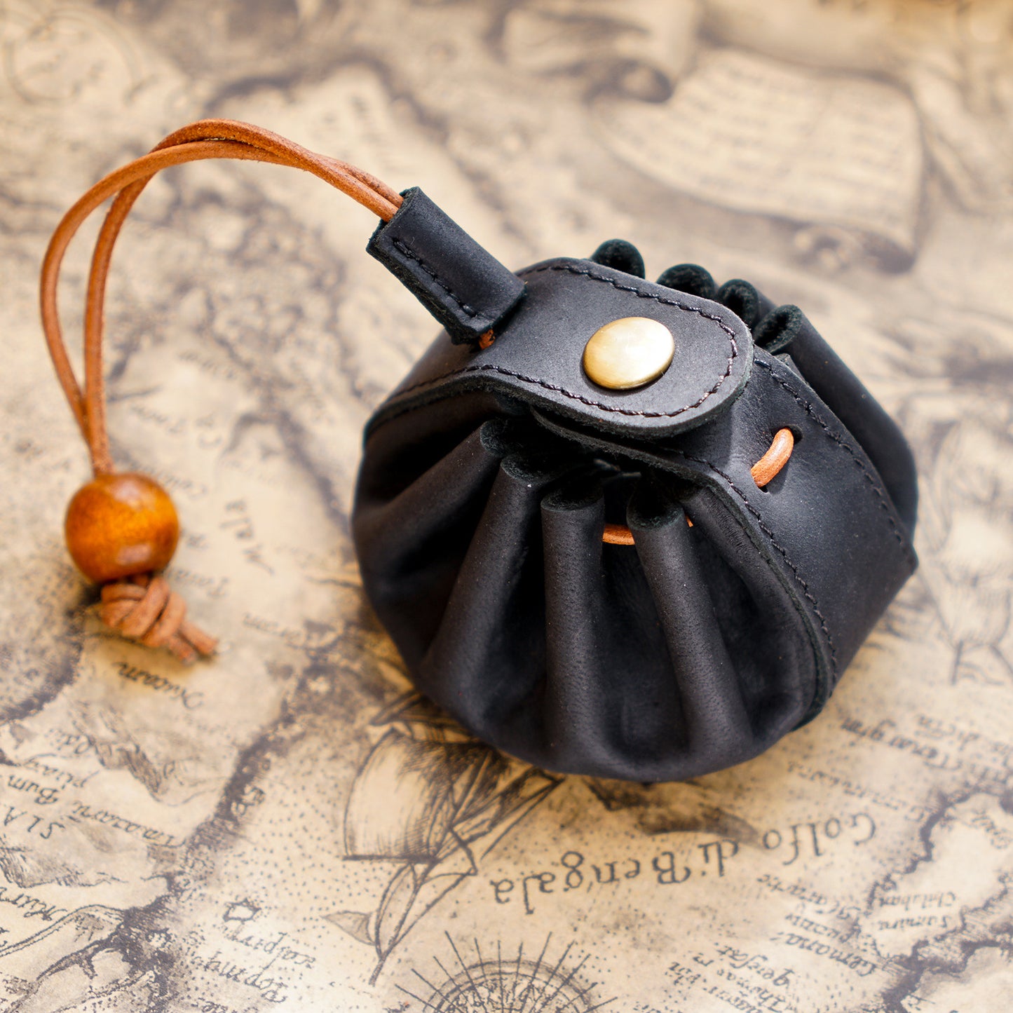 Handmade Top Layer Cowhide Zero Wallet Drawstring