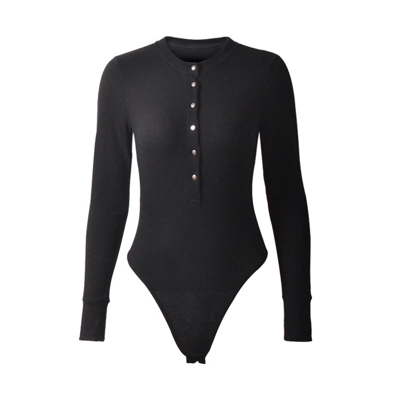 Long-sleeved pit stripe jumpsuit