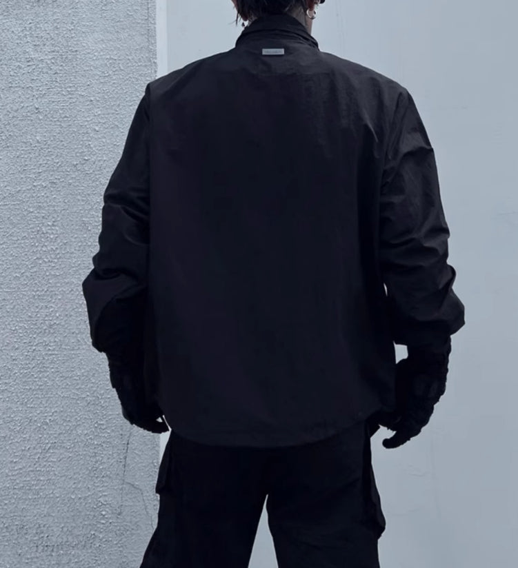 Niche Double Zipper Stand Collar Shell Jacket Jacket